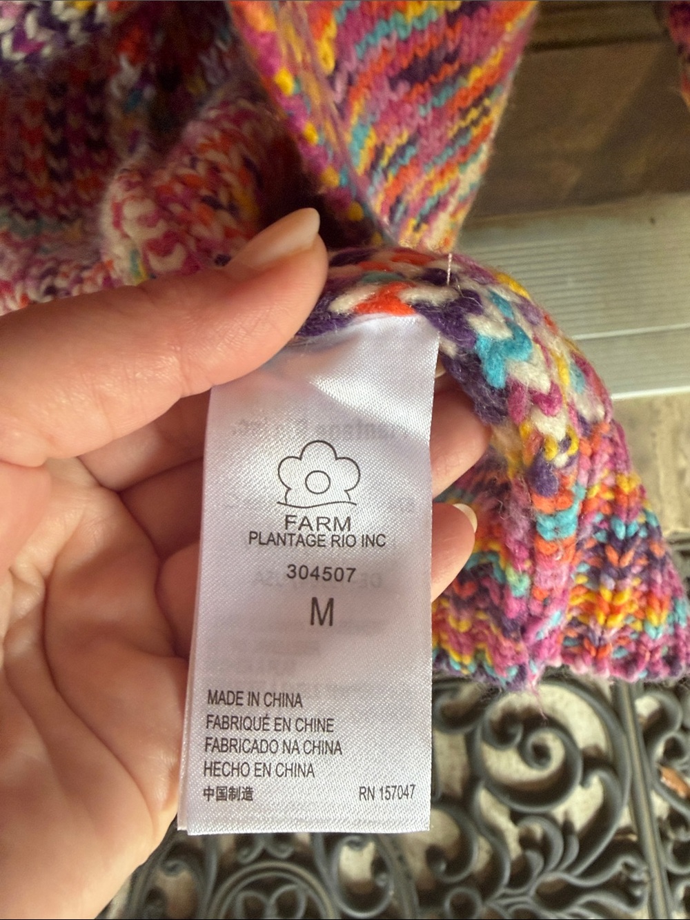 FARM Rio Multicolor Knit Belted Heart Cardigan in Pink Orange Yellow Blue Cream - Picture 6 of 7